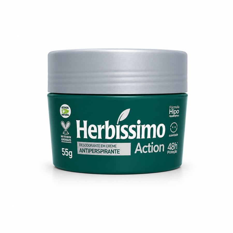 Desodorante Herbissimo em Creme Antitraspirante Action 55g