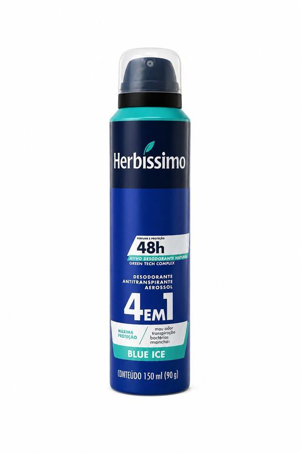 Desodorante Antitranspirante Herbissimo Aerosol Blue Ice 4 em 1 48h 150ml/90g