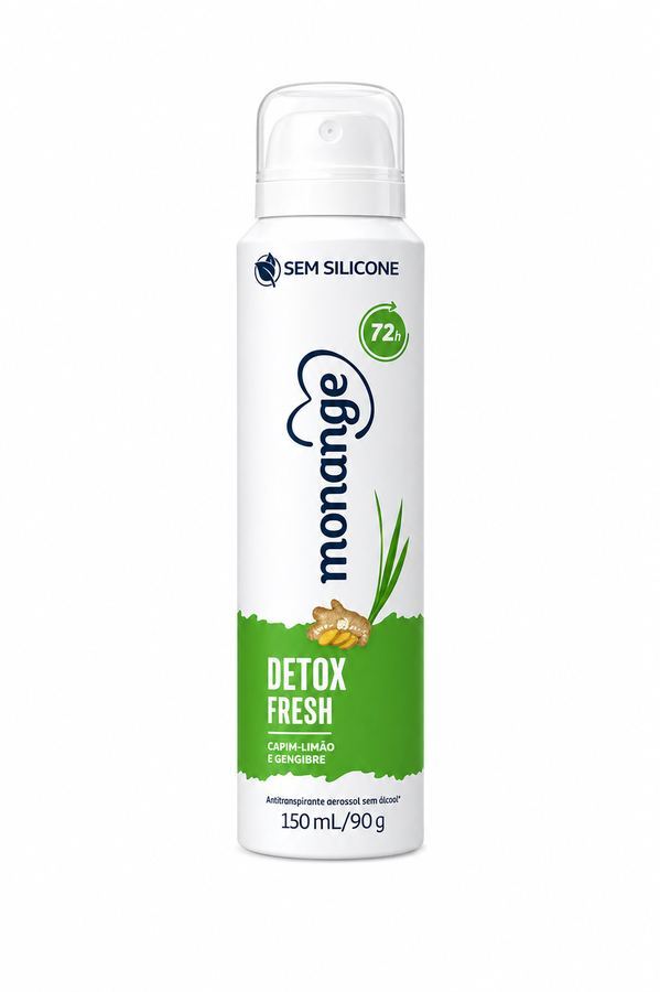 Desodorante Antitranspirante Monange Aerosol Detox Fresh Capim-Limão e Gengibre 72h 150ml/90g