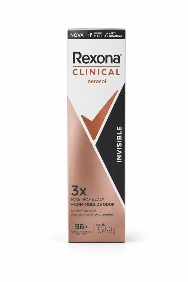 Desodorante Antitranspirante Rexona Clinical Aerosol Invisible 96h 150ml/91g