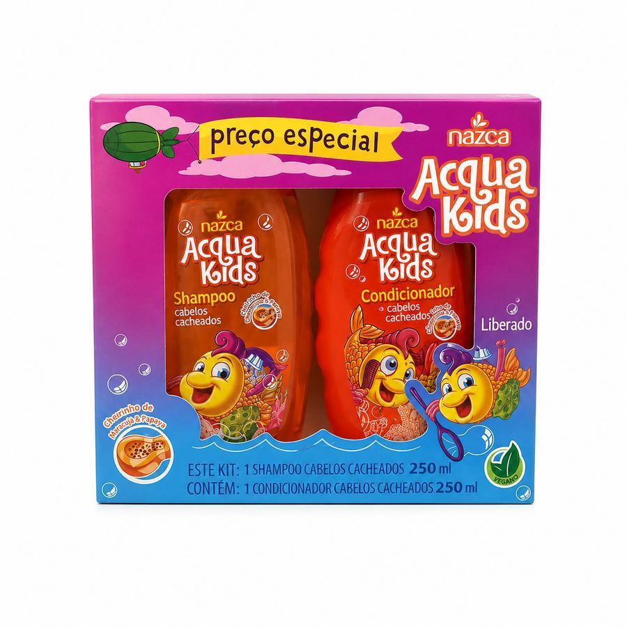 Kit Acqua Kids Cabelos Cacheados Nazca - Shampoo + Condicionador 250ml