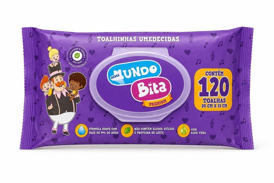 Toalhinhas Umedecidas Mundo Bita Premium 120un