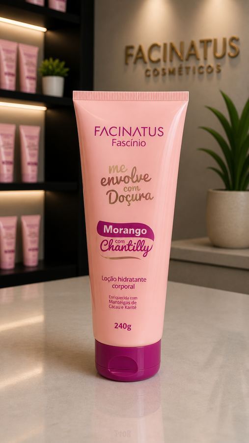 LOÇÃO CORPORAL MORANGO COM CHANTILLY FASCÍNIO 240G