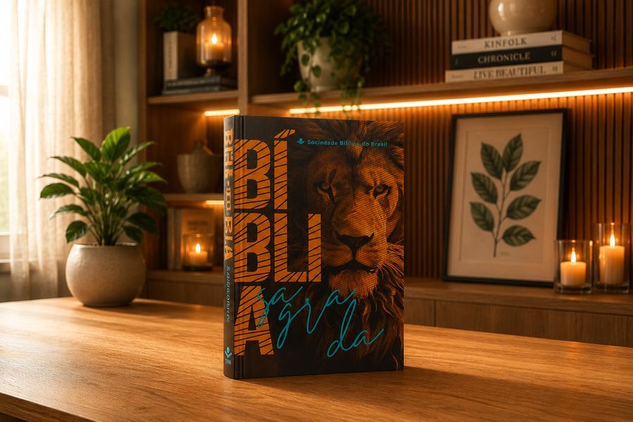 Bíblia Sagrada NAA SBB Capa dura ilustrada, Leão Laranja
