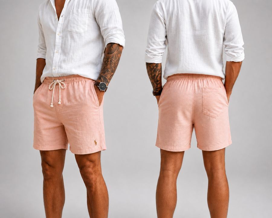 Short em Linho Rosa Claro