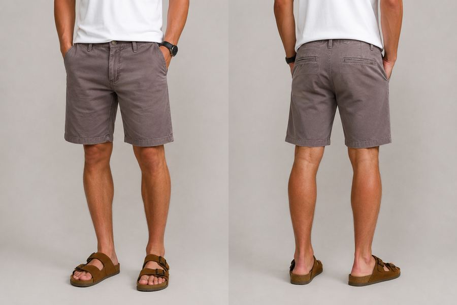 Short em Alfaiataria Brin Cinza Chumbo