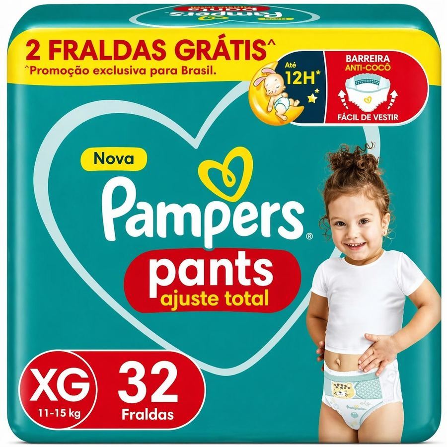 Fralda-Calça Pampers Pants Ajuste Total - Tamanho XG 32 unidades
