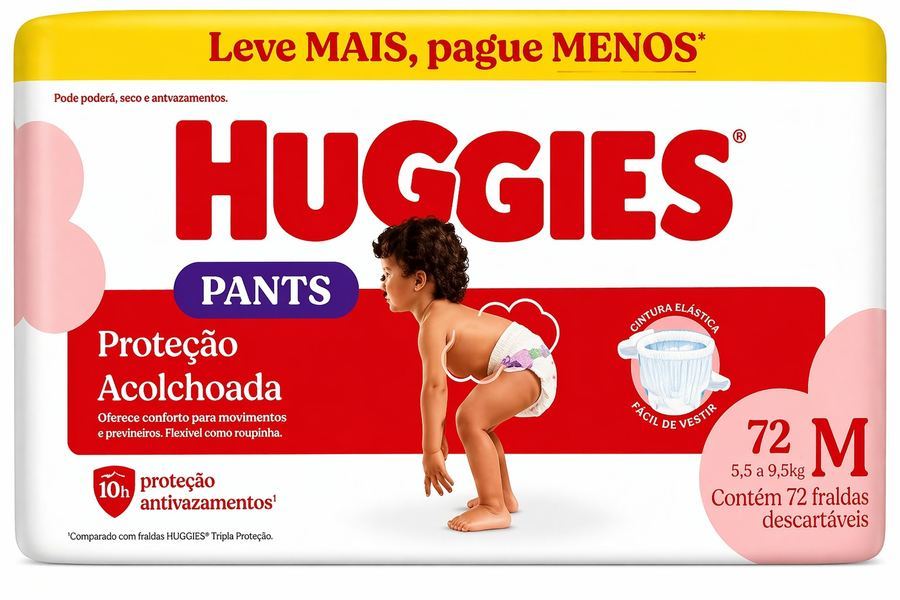 Fralda-Calça Huggies Pants Proteção Acolchoada - Tamanho M 72 unidades