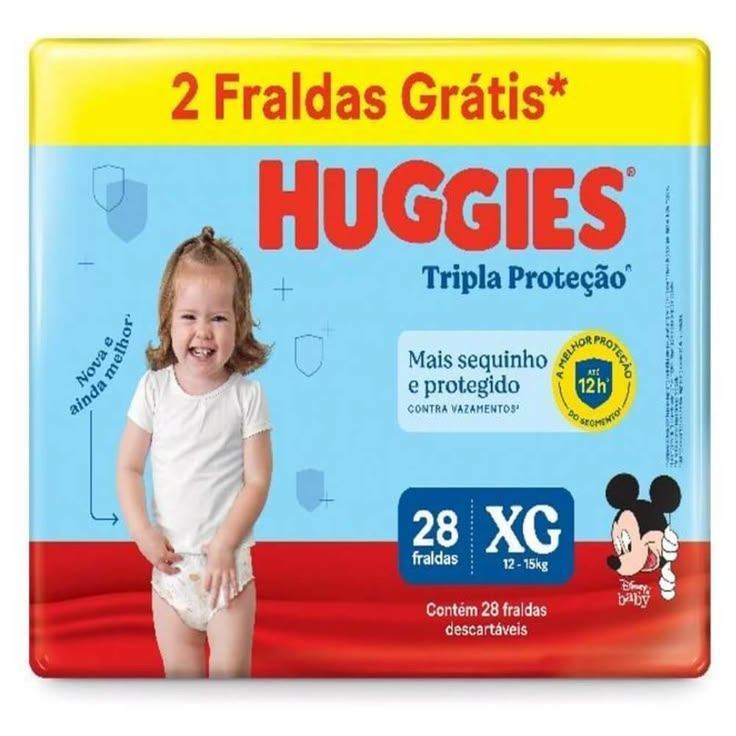 Fralda Descartável Huggies Tripla Proteção - Tamanho XG 28 unidades*