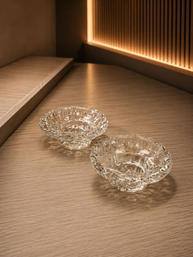 Mini Bowl de Cristal Lapidado | Porta-Vela Rechaud de Vidro | Castiçal Decorativo P |