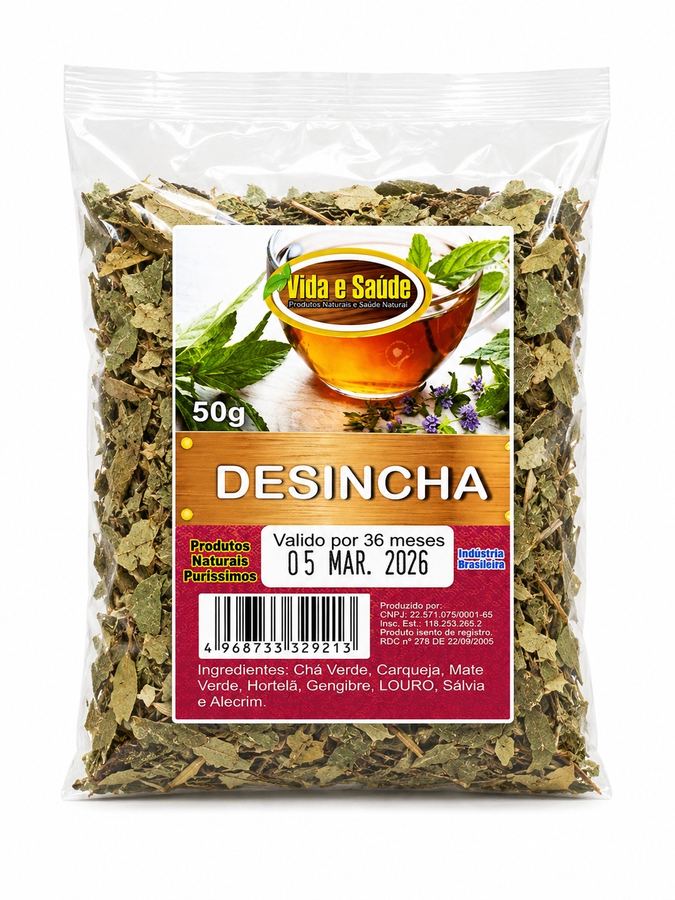 Chá Desincha Vida e Saúde 50g  Blend Termogênico e Diurético Natural