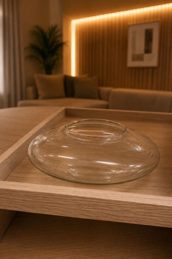 Vaso Baixo Vidro Transparente | Vaso Redondo Achatado para Arranjo Baixo | Centro de Mesa |