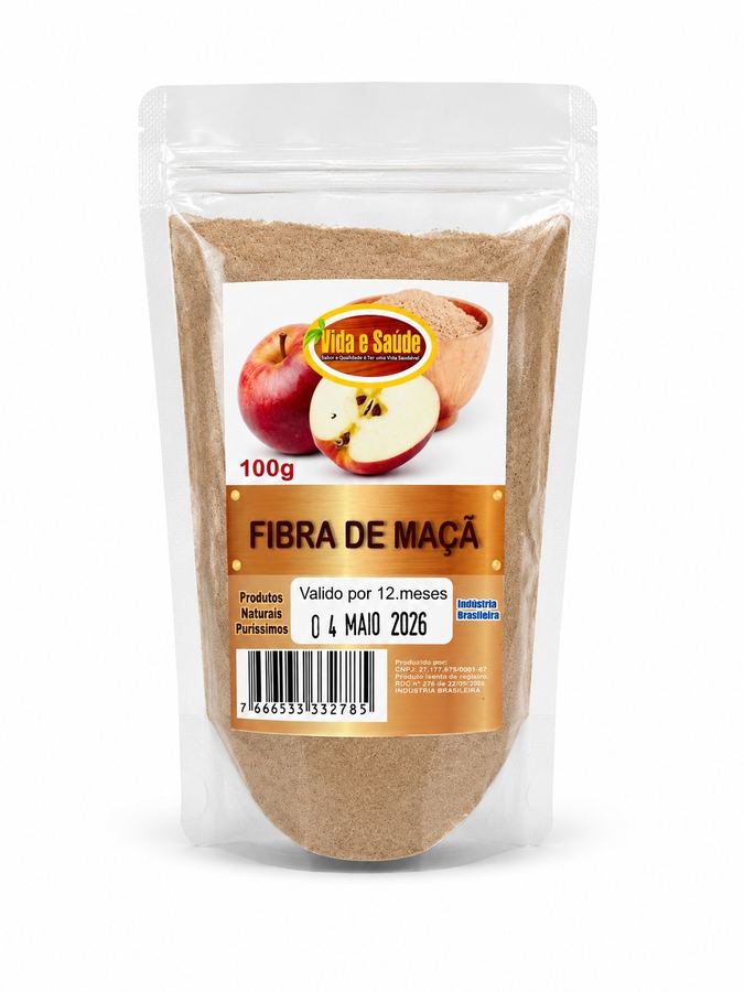 Fibra de Maçã Vida e Saúde 100g  Regula o Intestino e Sacia