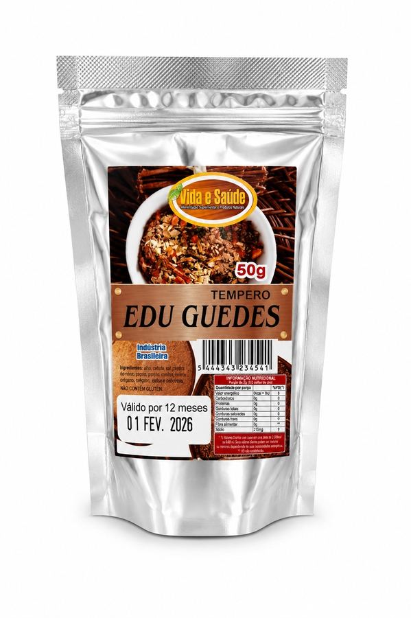 Tempero Edu Guedes Vida e Saúde 50g  Praticidade e Sabor Marcante