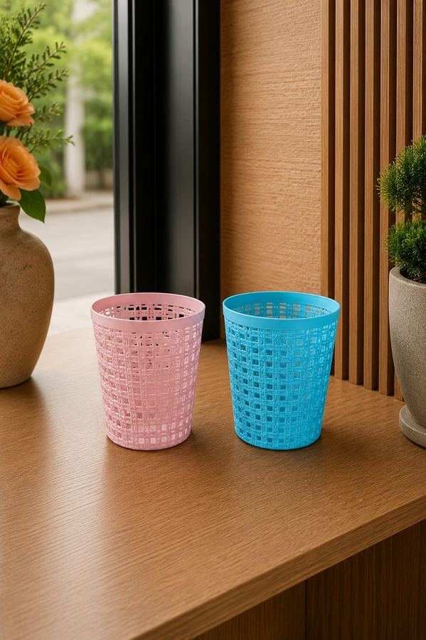 Mini Cachepôs Coloridos | Cestinho Plástico Rattan Rosa e Azul | Decor Candy Colors |