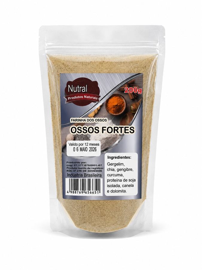 Farinha Multivegetal Ossos Fortes Nutral 200g  Gergelim, Chia e Cúrcuma