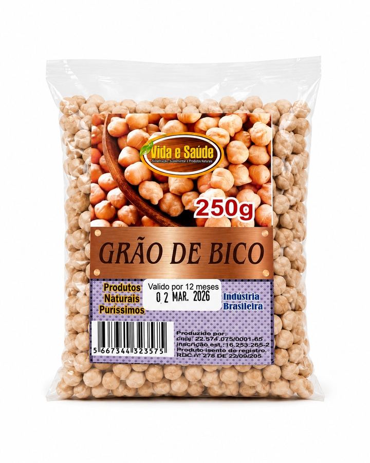 Grão de Bico Selecionado Vida e Saúde 250g  Proteína e Fibra Natural