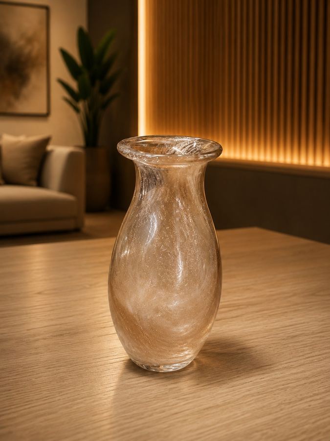 Vaso de Vidro Perolado com Brilho | Decanter Cristal Estelar M | Vaso Decorativo Glitter |