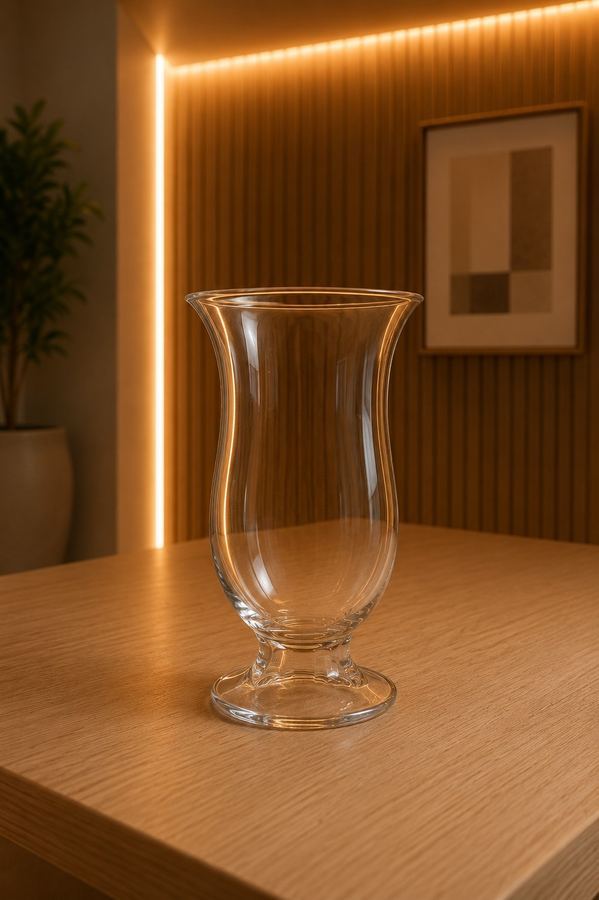 Vaso Taça de Vidro Transparente | Vaso com Pé para Flores | Design Clássico G |