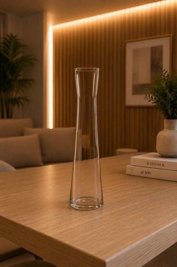 Vaso de Vidro Alto Fino | Vaso Solitário Transparente | Design Escandinavo G |