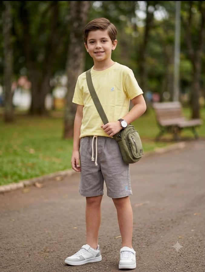Conjunto Mauricinho Amarelo Pastel