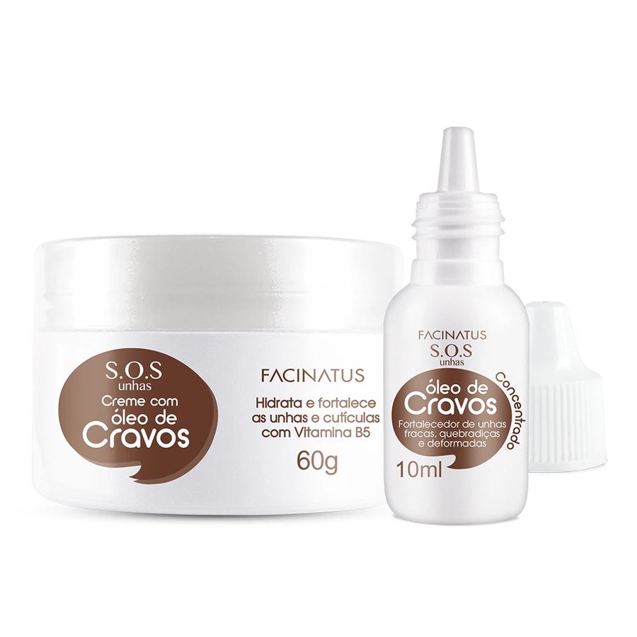 KIT SOS UNHAS (ÓLEO DE CRAVOS CONCENTRADO + CREME COM ÓLEO DE CRAVOS)