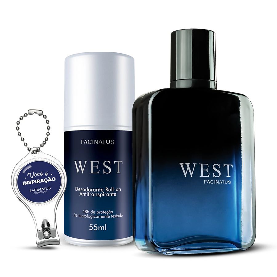 KIT WEST (COLONIA + ROLL-ON WEST + CHAVEIRO 3 EM 1)