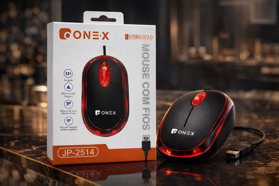 Mouse Óptico Com Fio Usb Básico Onex- JP-2514