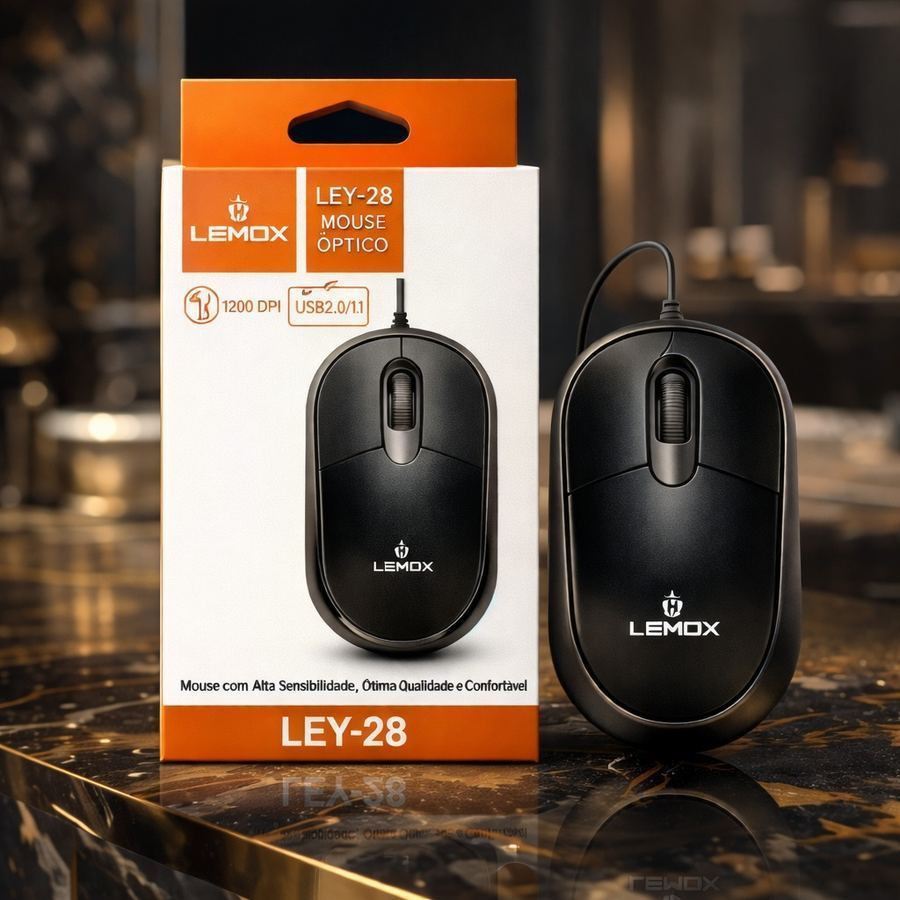 Mouse Óptico Com Fio Usb Básico Lehmox - Ley-28