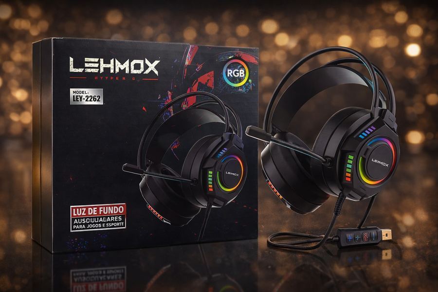 Fone Headset Gamer Lehmox Ley-2262 Rgb Com Microfone