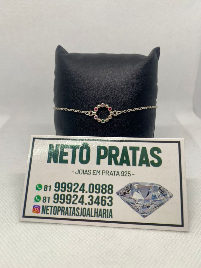 Pulseira redonda zircônia colorida