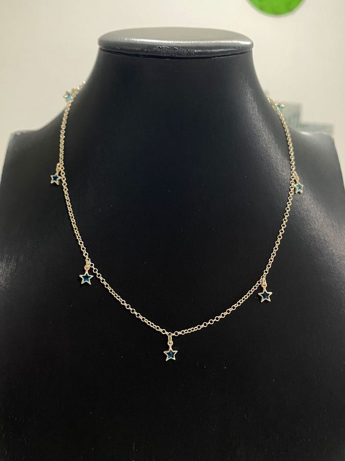 Colar estrela zircônia azul claro
