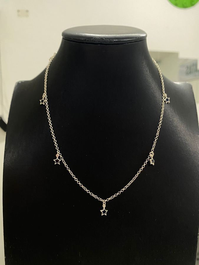 Colar estrela zircônia azul escuro