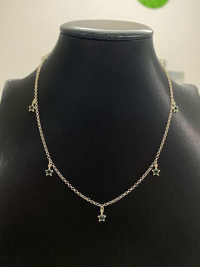 Colar estrela zircônia verde