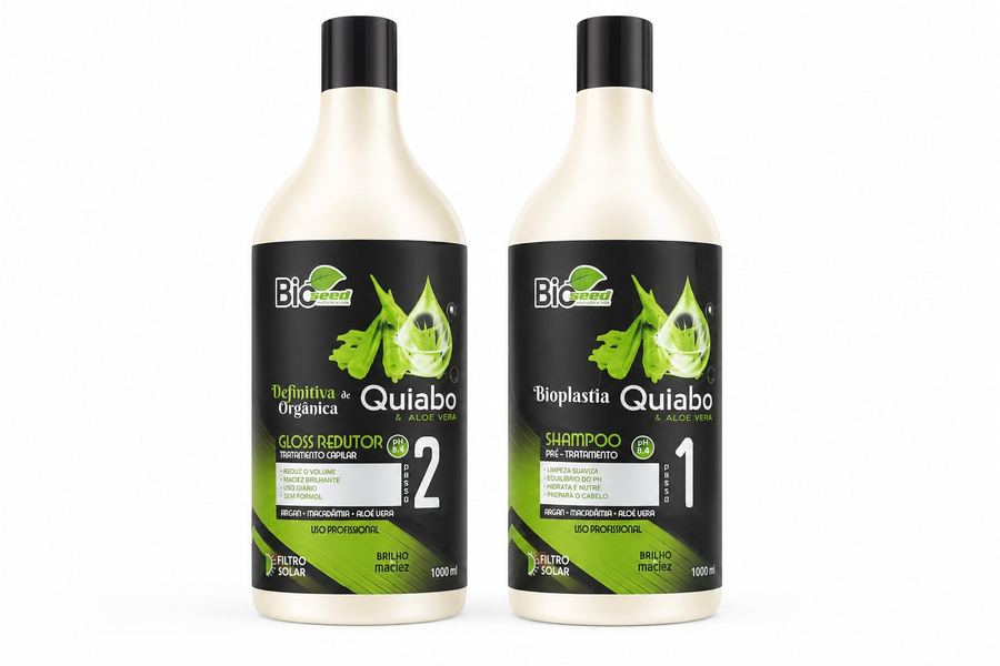 Kit Progressiva Orgânica Bioplastia de Quiabo & Aloe Vera - Bio Seed (2x1000ml)