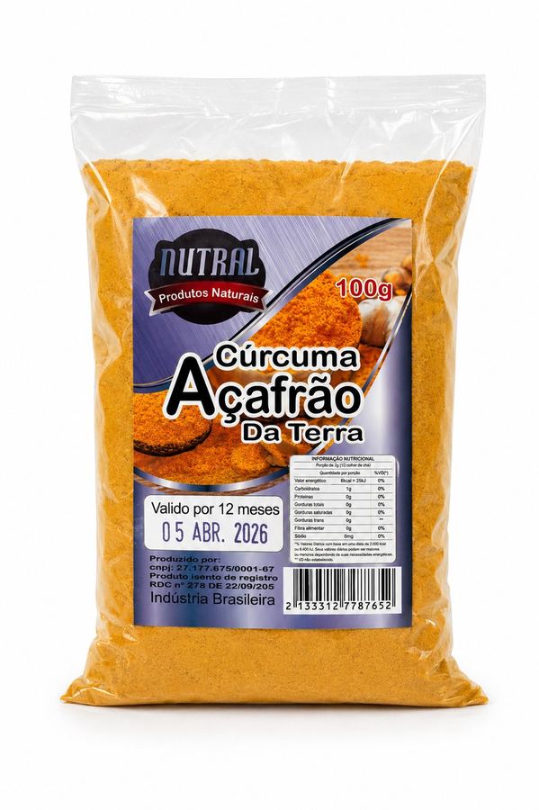 Cúrcuma Açafrão da Terra Puro Nutral 100g  Potente Anti-inflamatório Natural
