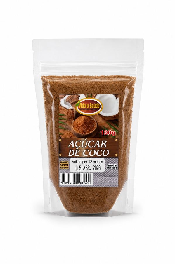 Açúcar de Coco Puro Vida e Saúde 100g  O Substituto Perfeito do Açúcar Refinado