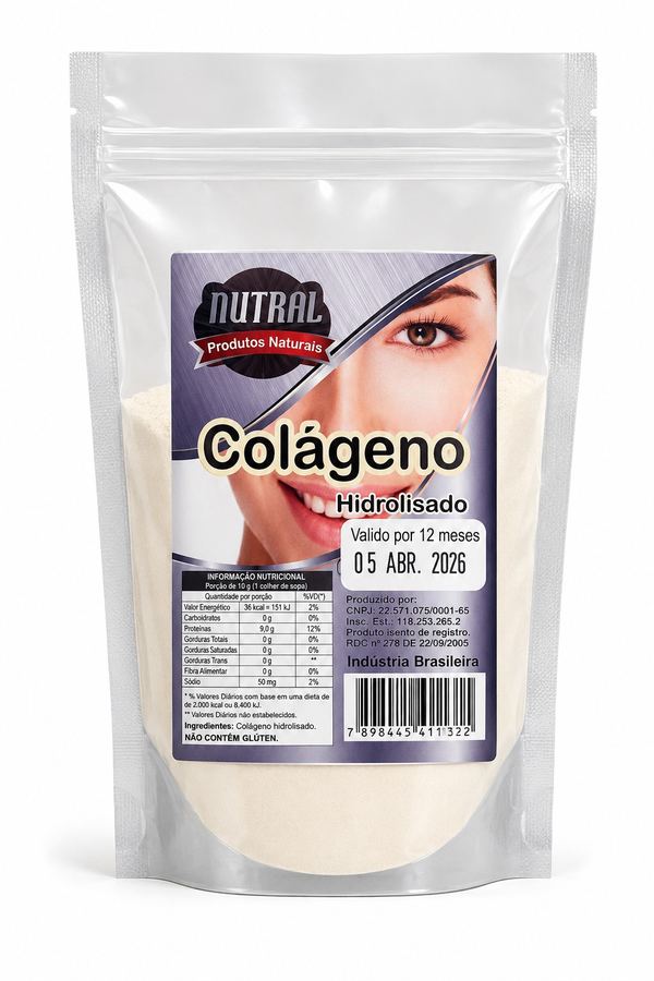 Colágeno Hidrolisado Puro Nutral 100g  Firmeza e Elasticidade para a Pele