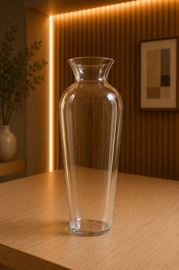 Vaso de Vidro Clássico Elegance | Design Atemporal e Fluidez | Sofisticação em Vidro |