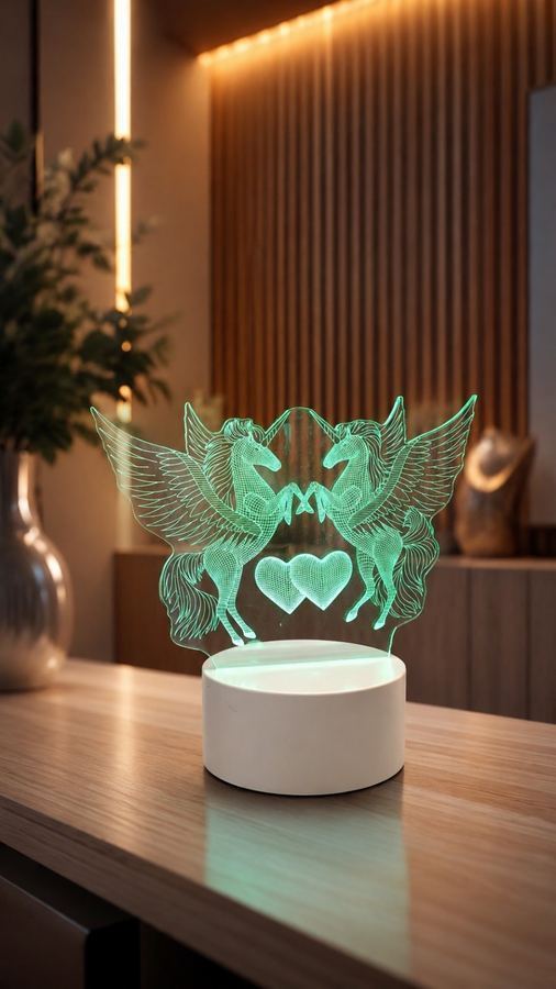 Luminária LED 3D Unicórnios | Iluminação Criativa | Decoração Mágica e Encantadora |