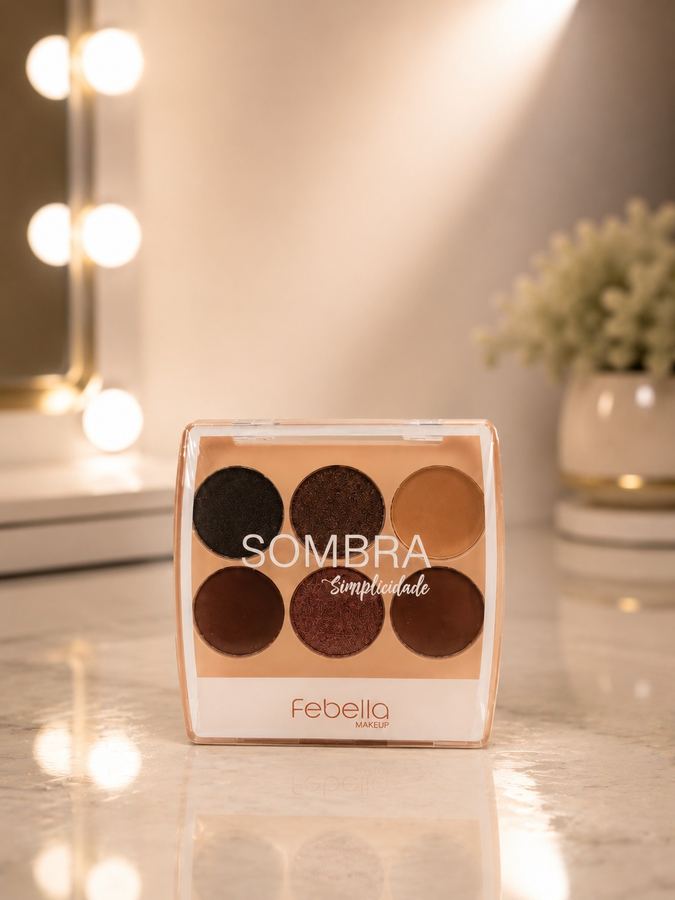 Paleta de Sombras Febella Makeup Simplicidade – 6 Tons Clássicos