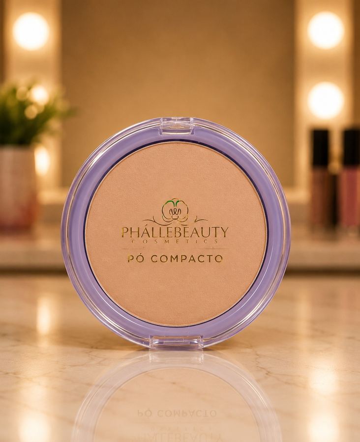 Pó Compacto Facial Phállebeauty Cosmetics – Acabamento Aveludado