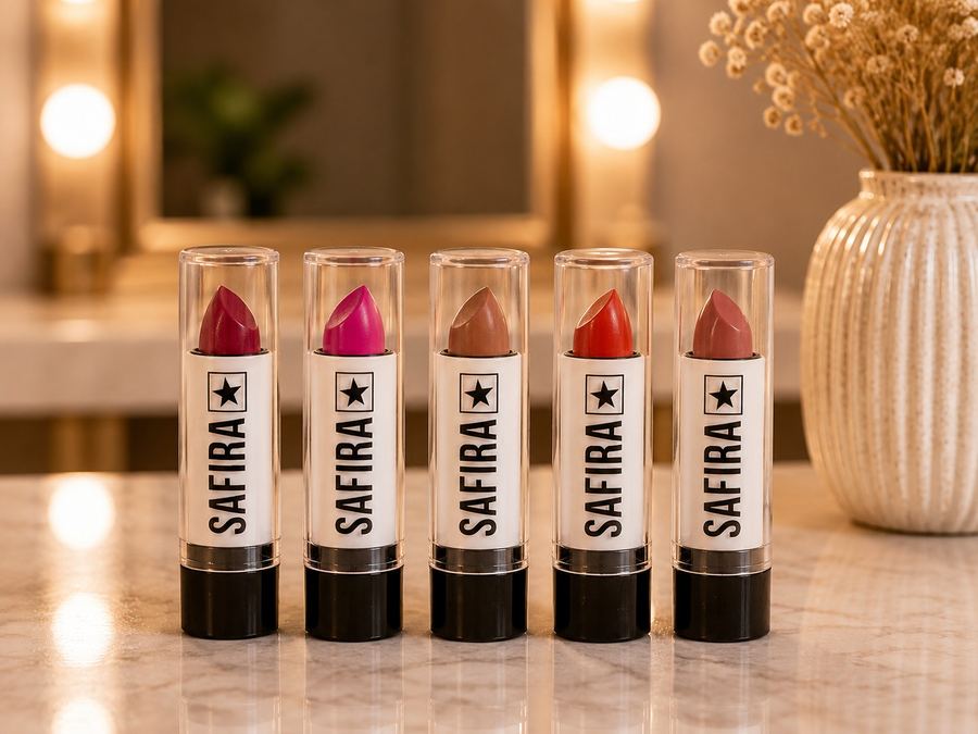 Batom em Bala Safira Cosméticos – Cores Clássicas e Alta Cobertura