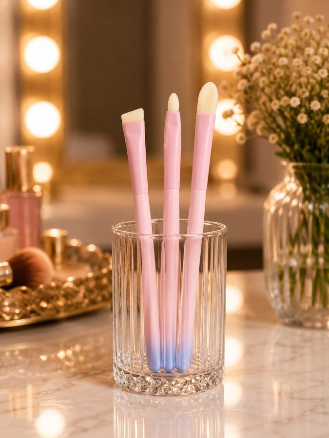 Kit 3 Pincéis de Precisão para Maquiagem – Coleção Degradê Candy Color