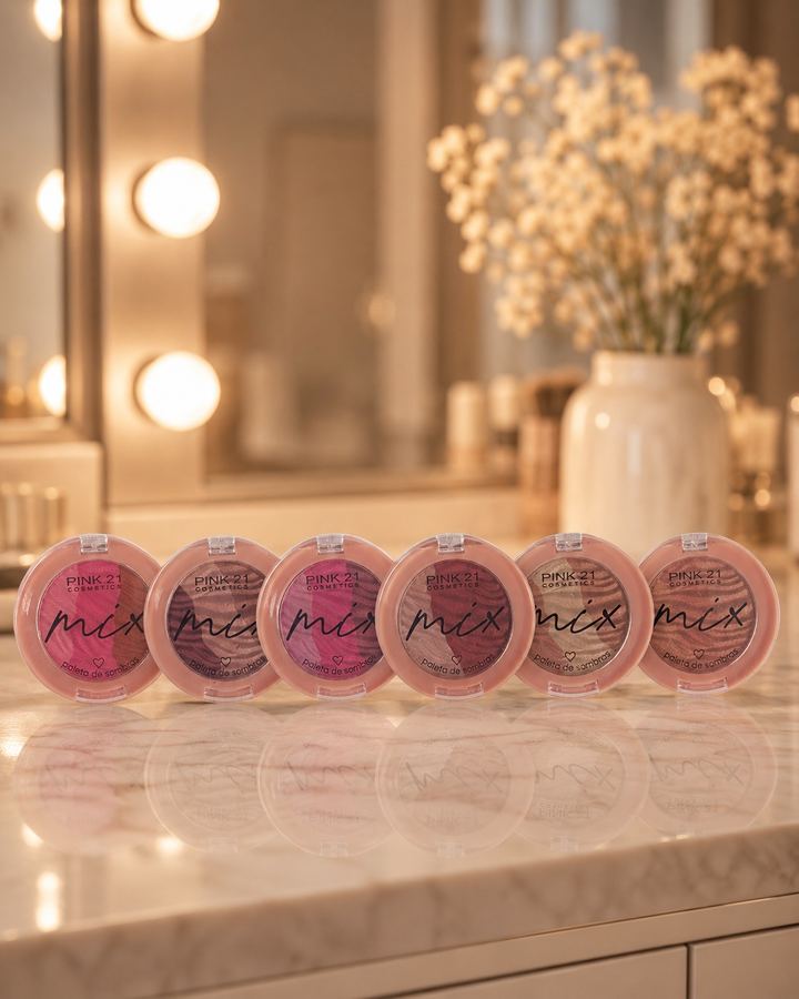 Paleta de Sombras Pink 21 Mix – Duos Compactos de Alta Cintilância