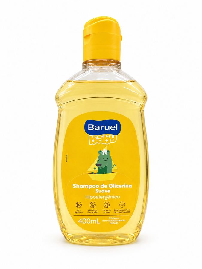 Shampoo Infantil Baruel Baby Glicerina Suave 400ml - Hipoalergênico Sem Lágrimas