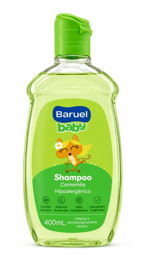 Shampoo Infantil Baruel Baby Camomila 400mL - Hipoalergênico Sem Lágrimas Realça o Brilho