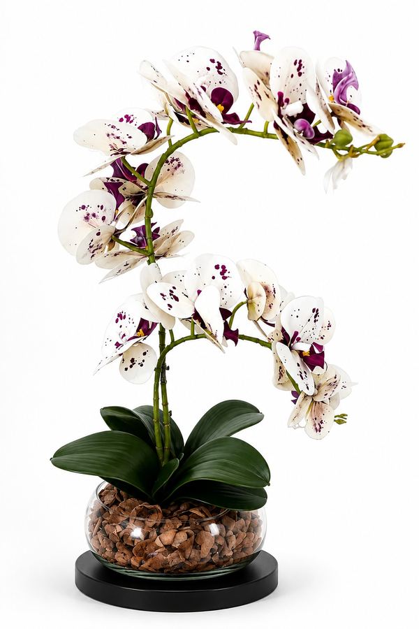 Orquídea Artificial Premium no Vaso de Vidro