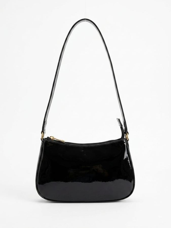 Bolsa Feminina Preta Verniz de Ombro