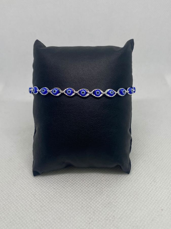 Pulseira Olho Grego Azul Royal em Prata – Amuleto de Proteção